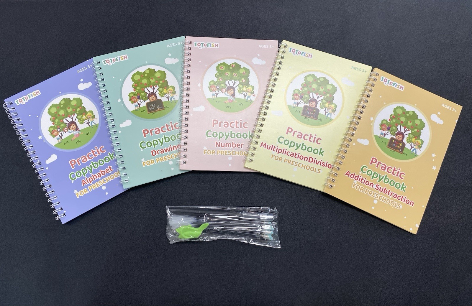 Children’s Practice Book 5 Pack: ABC, Drawing, Numbers, And Math