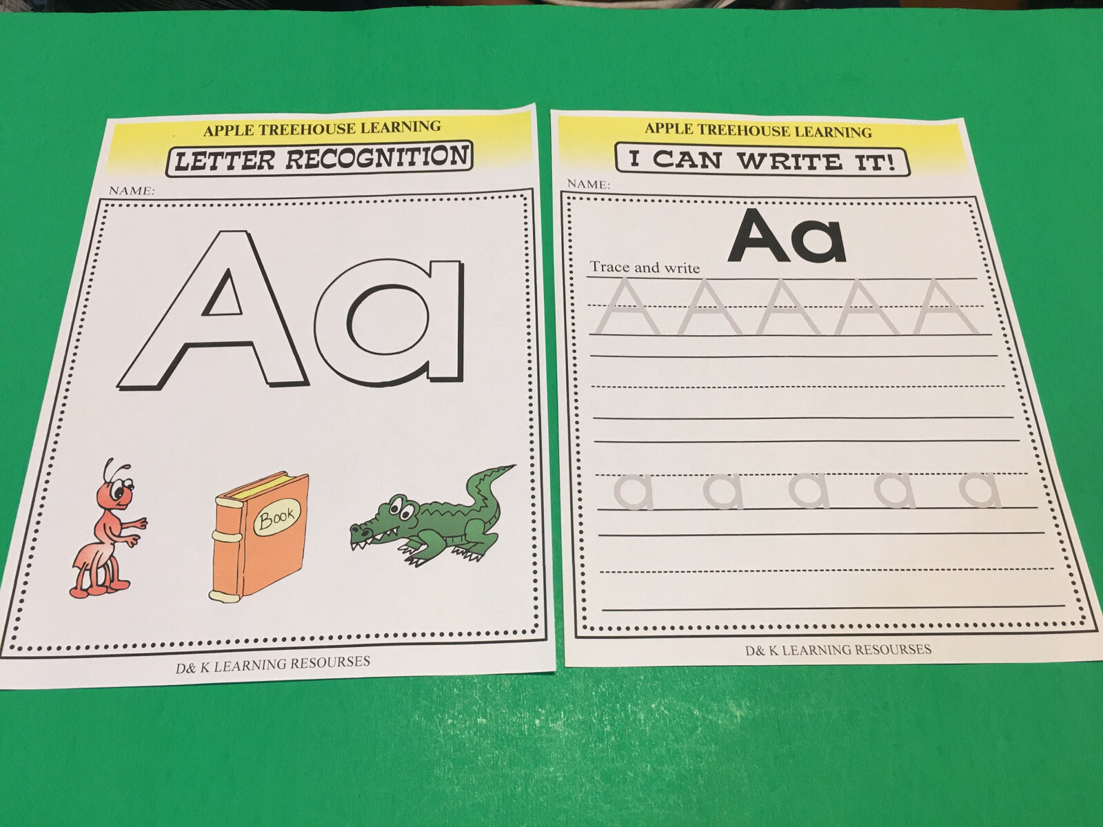 Letter Aa – Apple Treehouse Worksheets – Preschool Teaching supplies 20 pgs