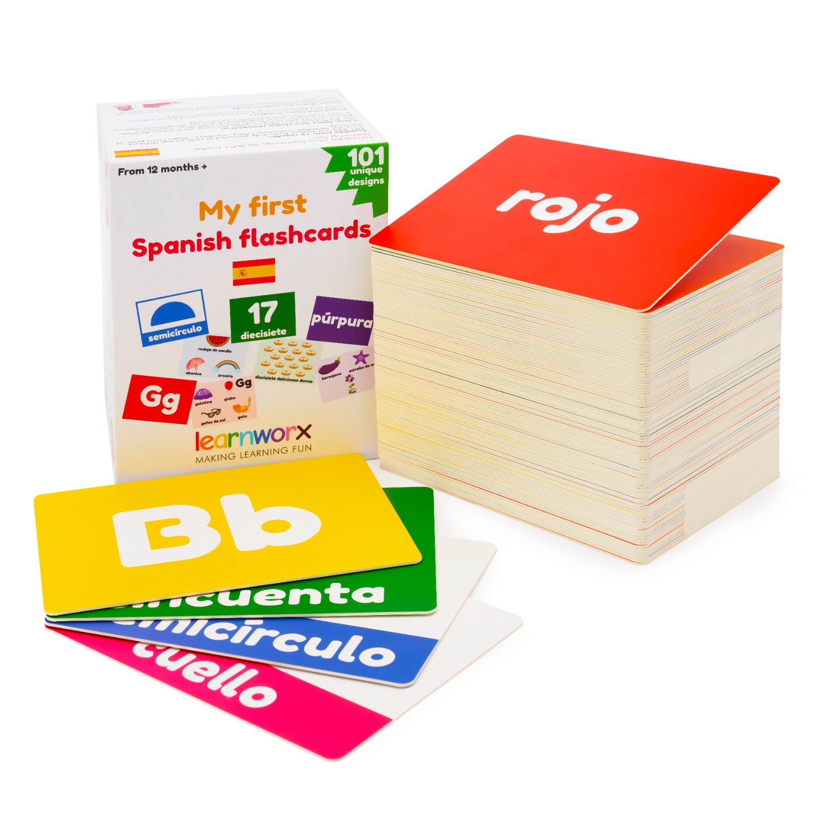 Spanish Flash Cards for Kids and Toddlers – 101 Cards – 202 Sides
