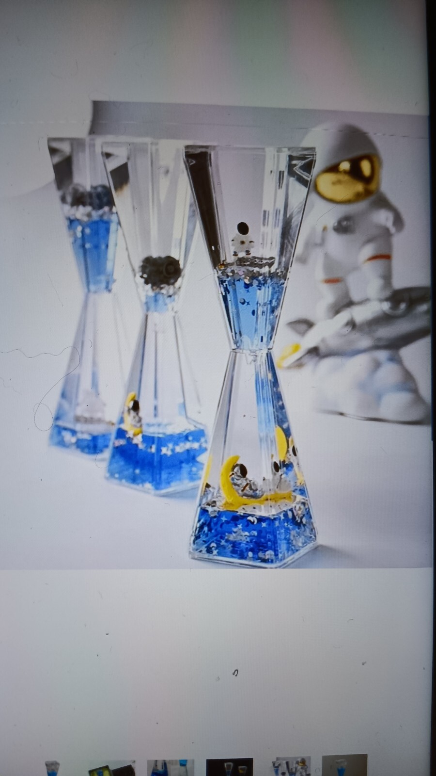 Liquid Hourglass Resin Statue Moonman Figurine With Lighted Base