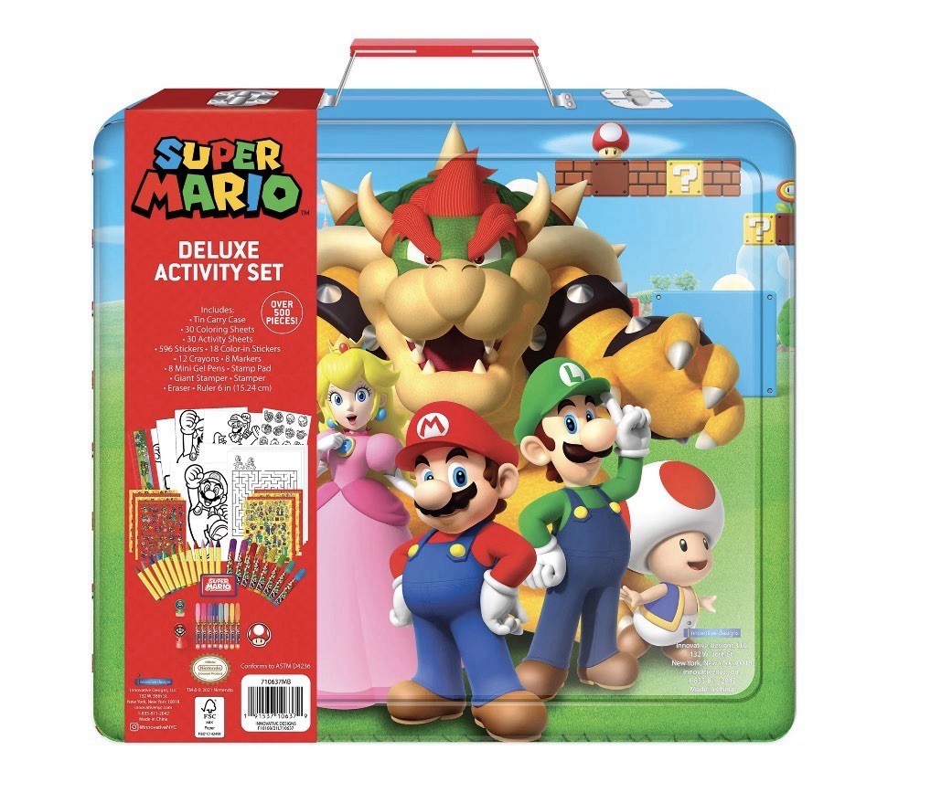 Nintendo Super Mario Deluxe Activity Art Set with Metal Carrying
