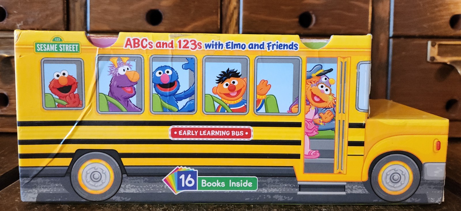 Sesame Street Learning Bus Board Books 2013 Set ABCs & 123s Elmo & Friends