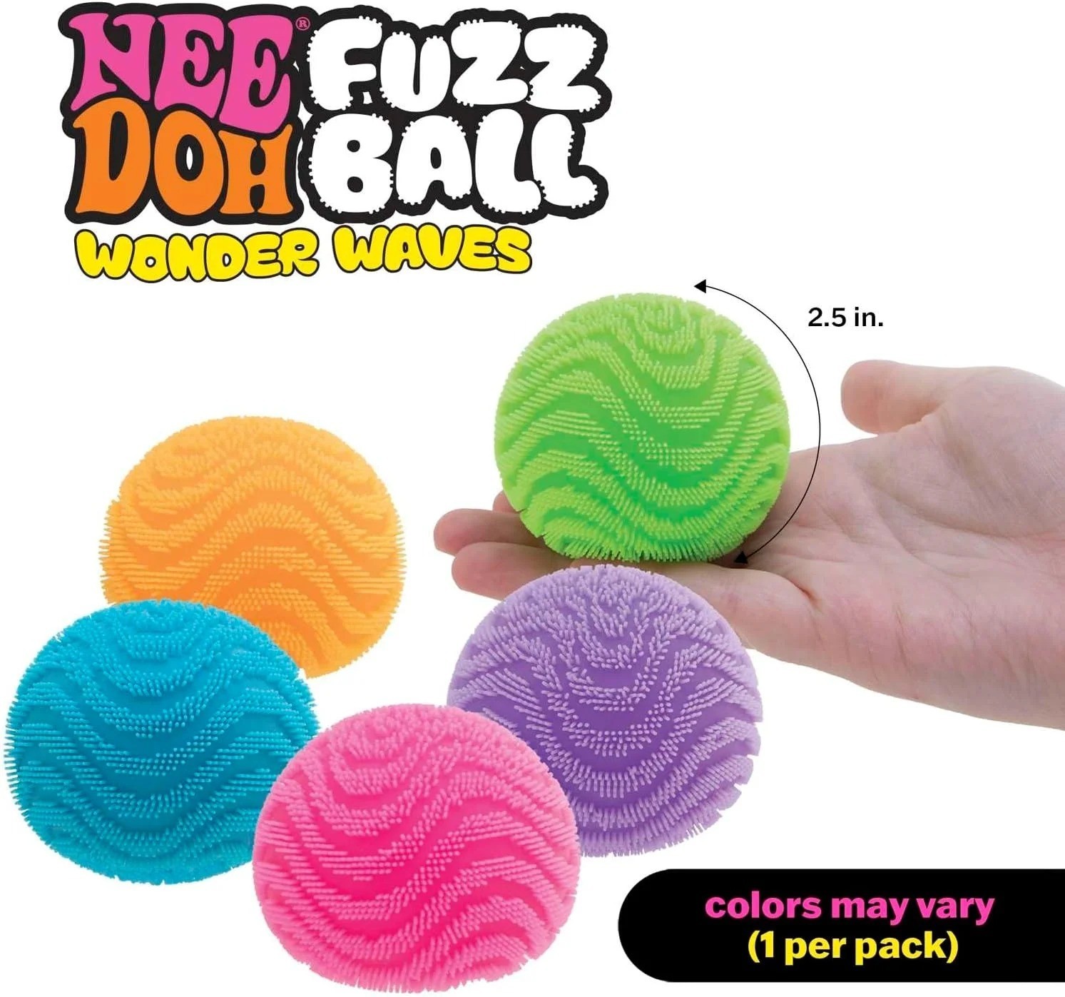 NeeDoh Fuzz Ball Wonder Waves Squishy Stress Ball Nee Doh Fuzzball New Pink