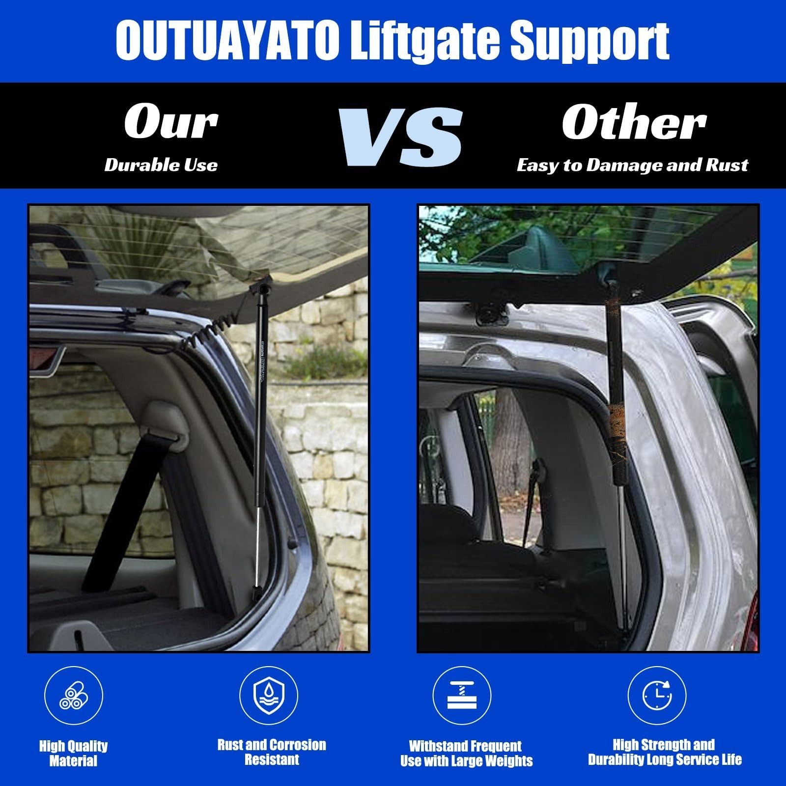 OTUAYAUTO Premium Rear Window Shocks Struts Replacement for 2011-2017 Jeep Wr…
