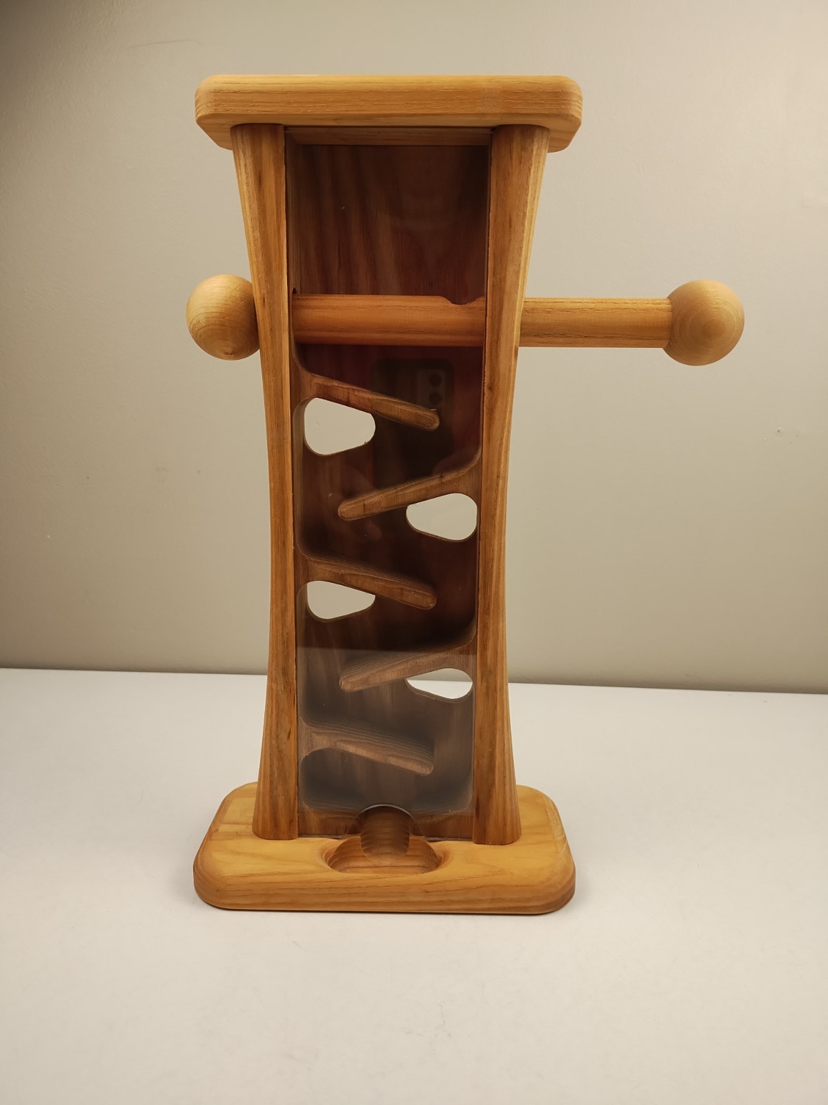 Solid Wood Toy Marble Gumball Dispenser. Clear Plexiglass front. Removable top.