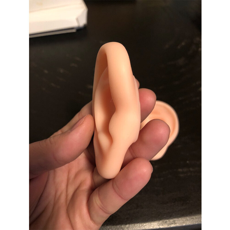 1 Pair Ear Model Silicone Ear Acupuncture Practice Model Right and Left Teaching