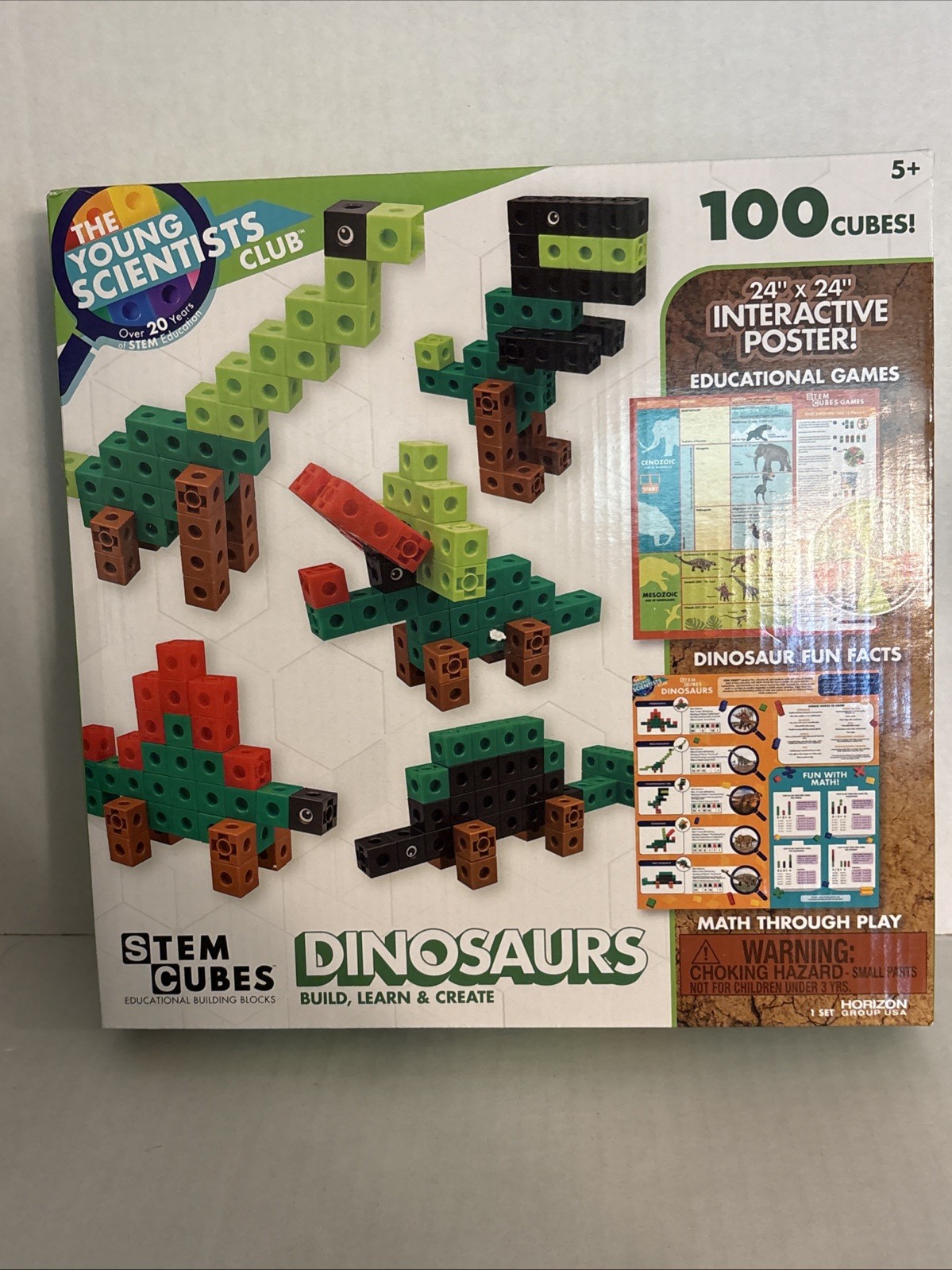 DINOSAURS Build Learn Create STEM CUBES Interactive Poster Dinosaur BRAND NEW