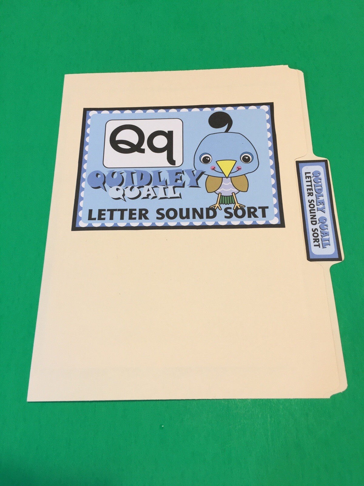 Quidley Quail – Letter Qq – DIY File Folder game – Printed / Uncut