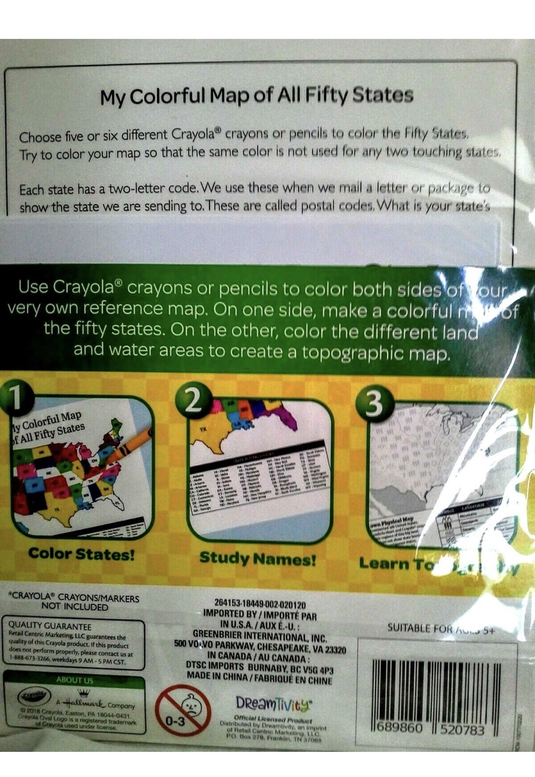 Crayola States & Symbols Color The USA Map 12″ x 12″ Classroom Geography Ages 5+
