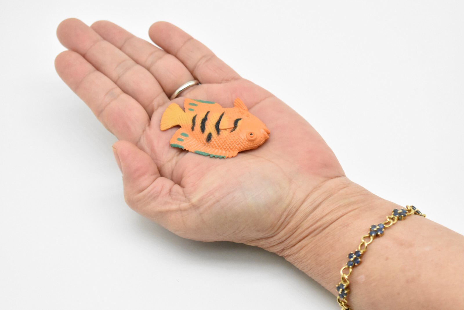 Angelfish Toy, Flame Ciclid, Realistic Tropical Fish, Plastic Replica 2″ CWG273