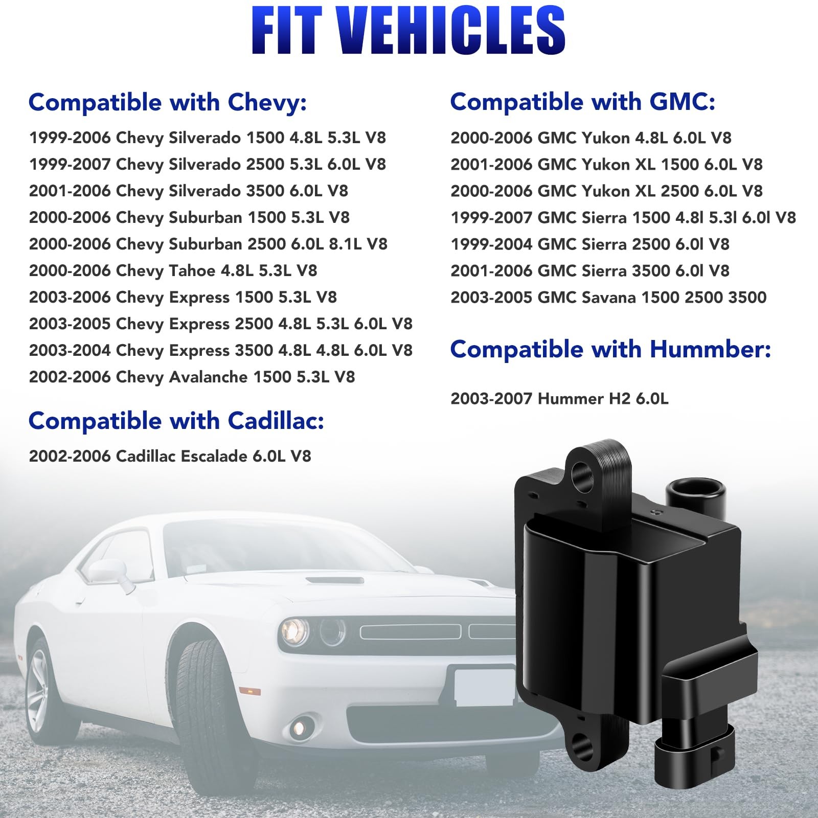 Set Of 8 Square Ignition Coils Chevy Silverado UF271 4.8 5.3