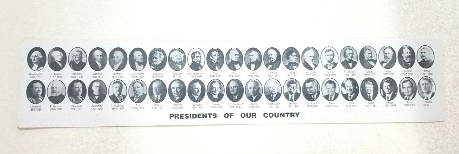 Presidents of Our Country 12″ Ruler 1789-2001 “I Love World’s Finest Chocolate”