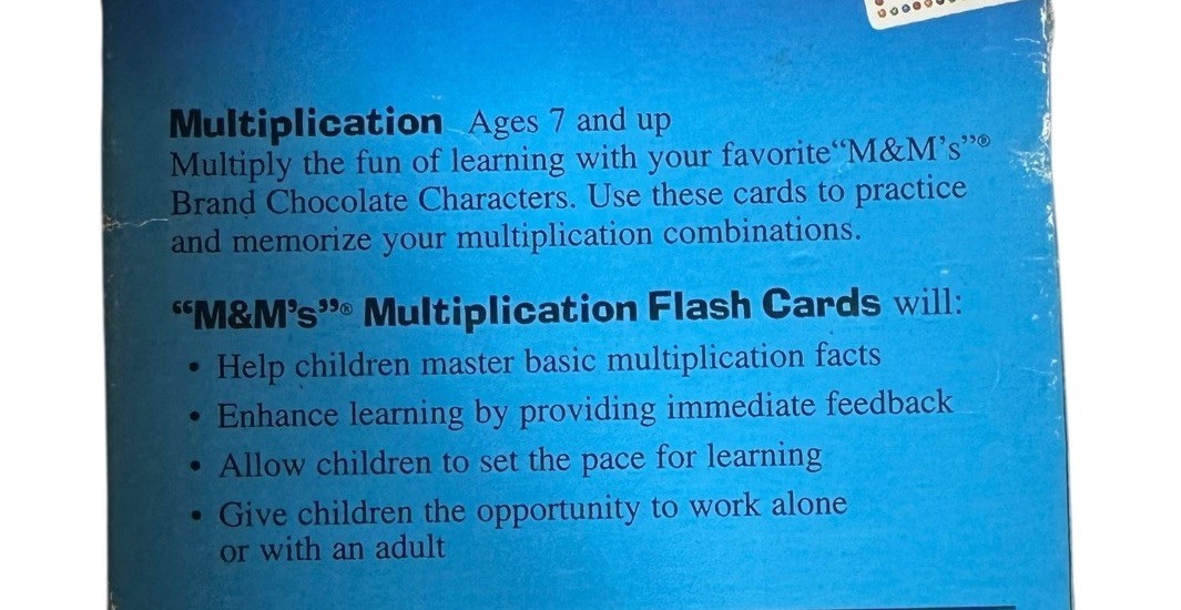 M&M’s Multiplication Addition Numbers Flash Cards Math Rose Art Double Sided Lot