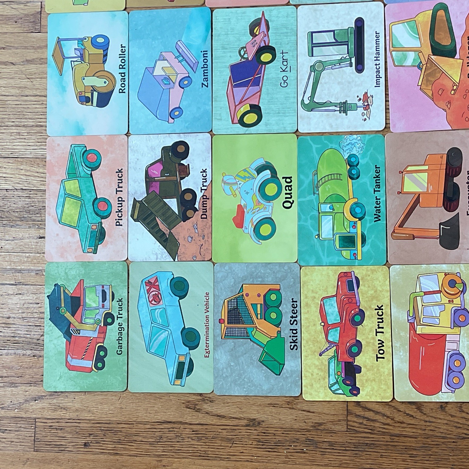 Educational Picture Word Cards Set – Construction Vehicles, Multicolor