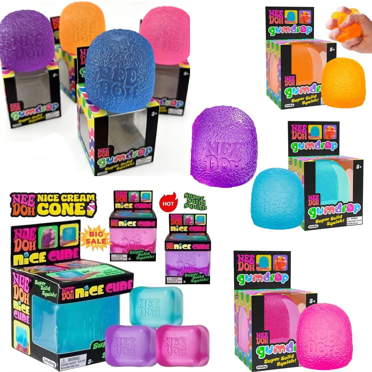 Nee Doh Nice Cube – Super Solid Squish! (Blue) – Brand New/Factory Sealed! US