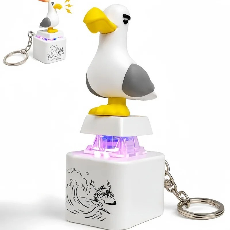 Funny Seagull Mine Bird Keyboard Fidget Toy LED Light Sound USB Keychain