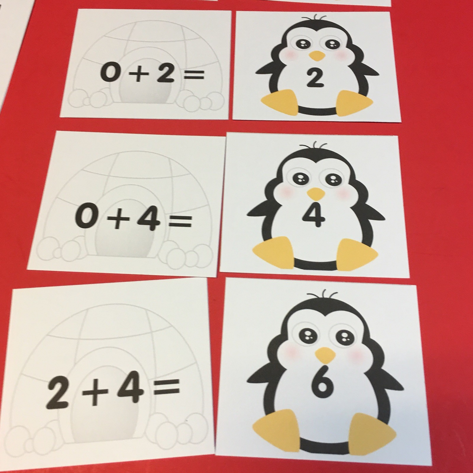 PENGUIN – Addition Facts 0-9 Matching Game 48 Cards with Storage box