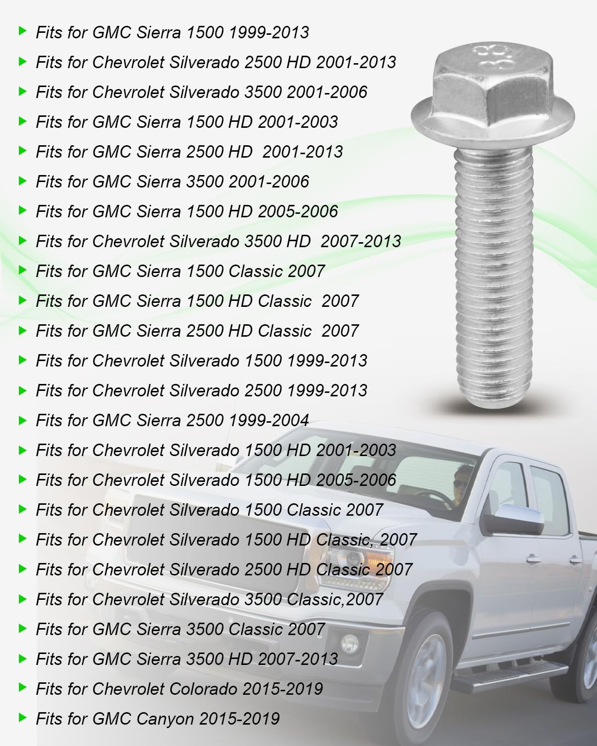 Truck Bed Mounting Hardware, Bolts Fit for Chevrolet 3/8 inch – 16 UNC
