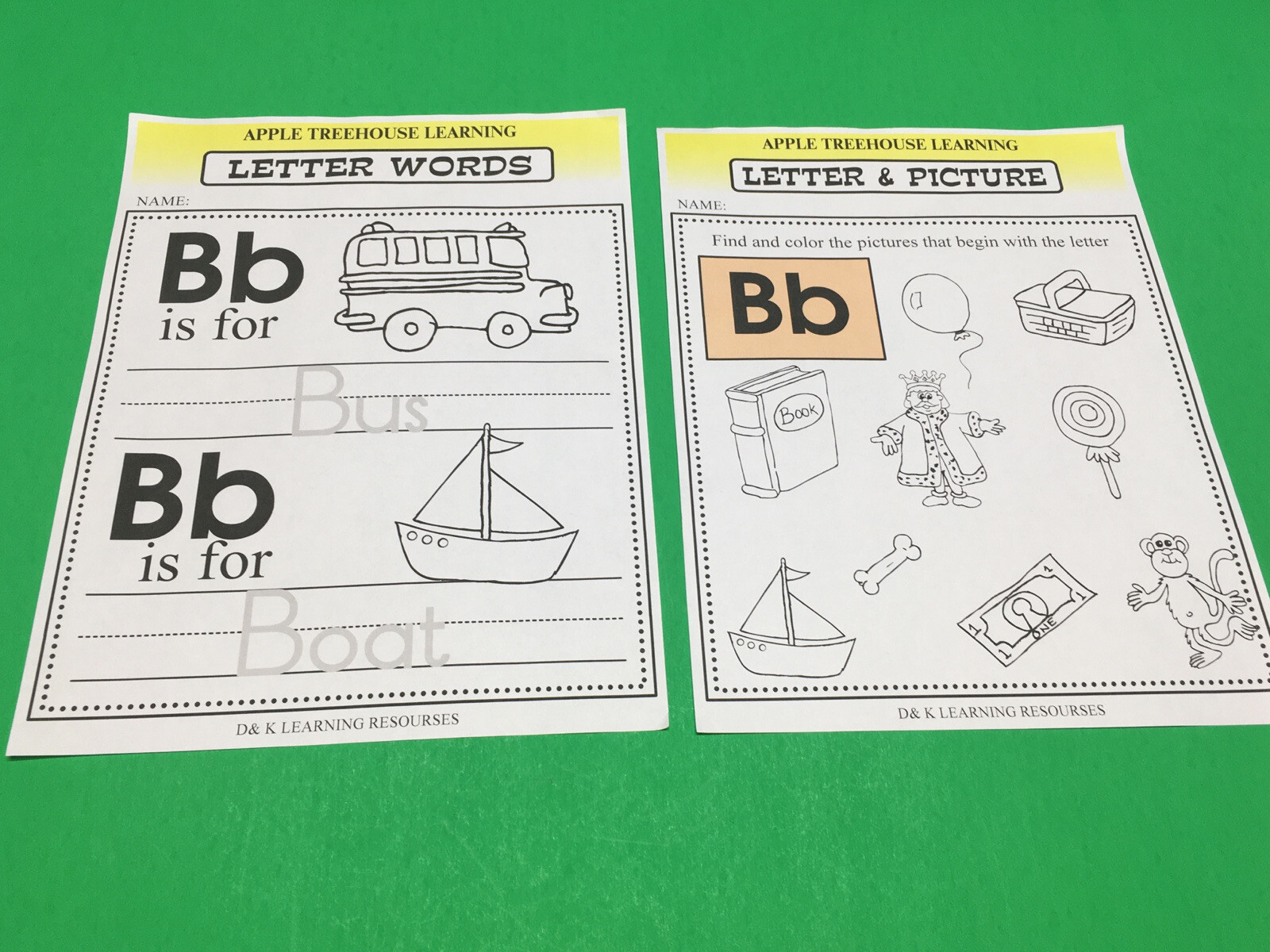 Letter Bb – Apple Treehouse Worksheets – Preschool Teaching supplies 20pgs