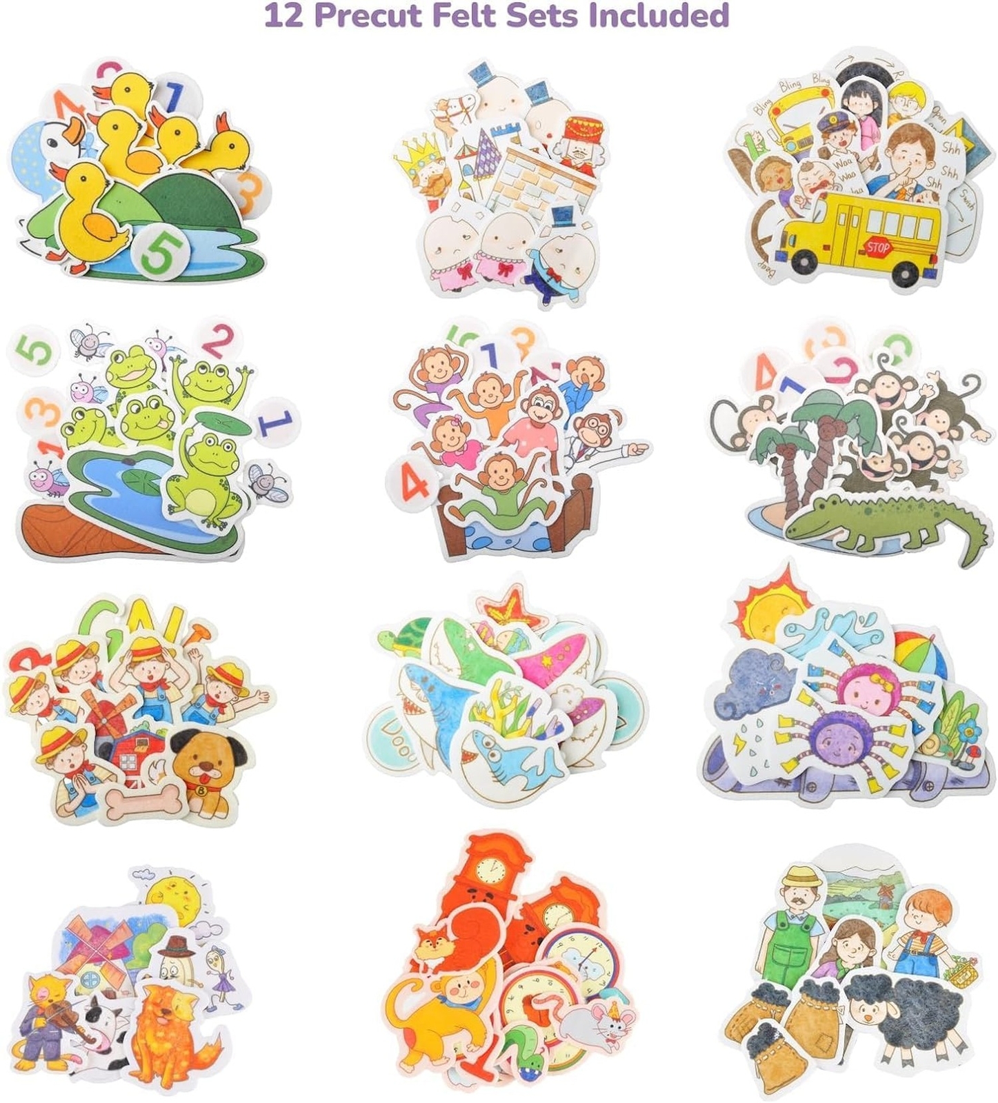 CHEFAN 12 Pack Felt Storyboard Pieces for Toddler, Flannel Board Stories for …