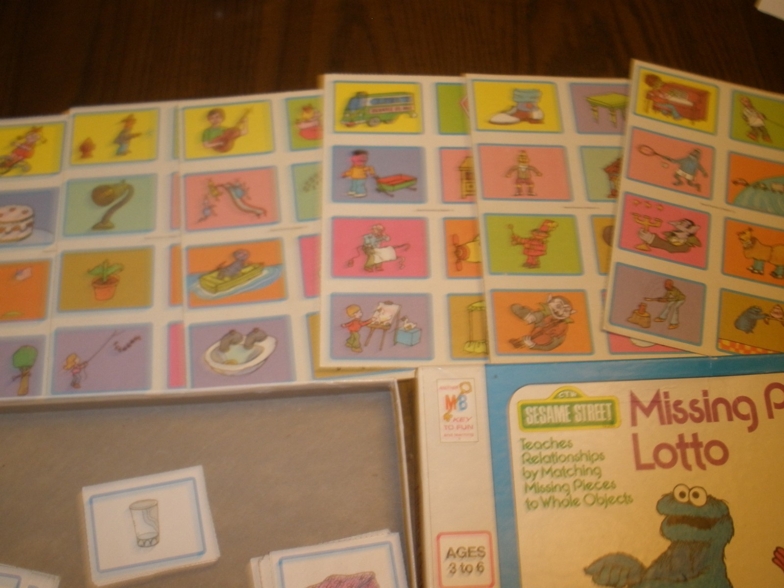 Vintage 1975 Sesame Street Muppets Missing Parts Lotto Game MB COMPLETE