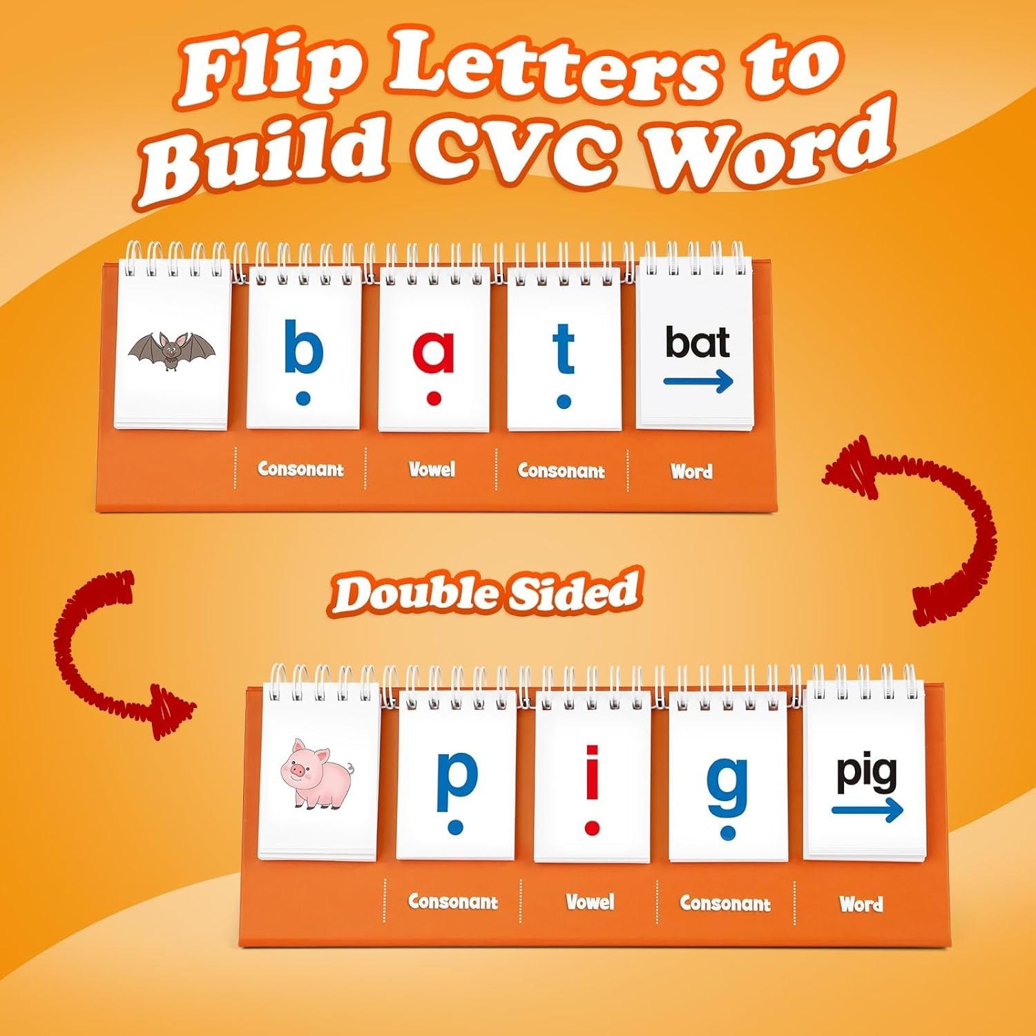 CVC Word Games Kindergarten Flash Cards Learn to Read Phonics